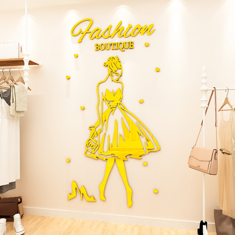 Acrylic 3D Sticker Clothing Store Wall Decal Women'S Glass Window Decal Wall Decoration