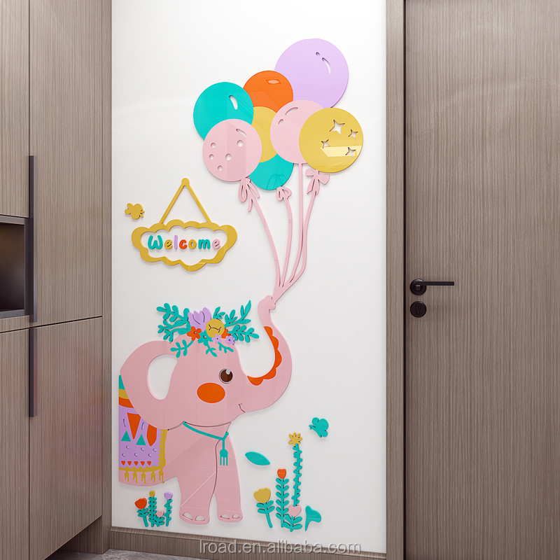 Elephant design Creative cartoon stickers bedroom decorative wall stickers children room decoration acrylic stickers