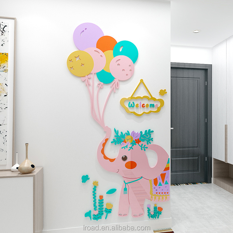 Elephant design Creative cartoon stickers bedroom decorative wall stickers children room decoration acrylic stickers