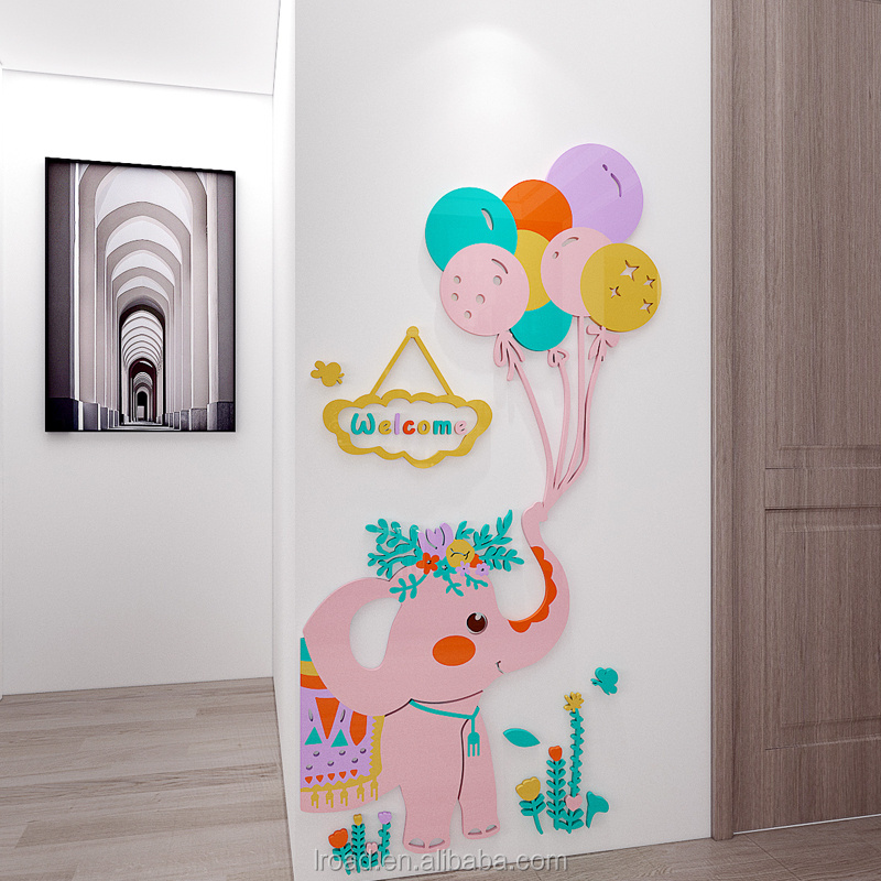 Elephant design Creative cartoon stickers bedroom decorative wall stickers children room decoration acrylic stickers