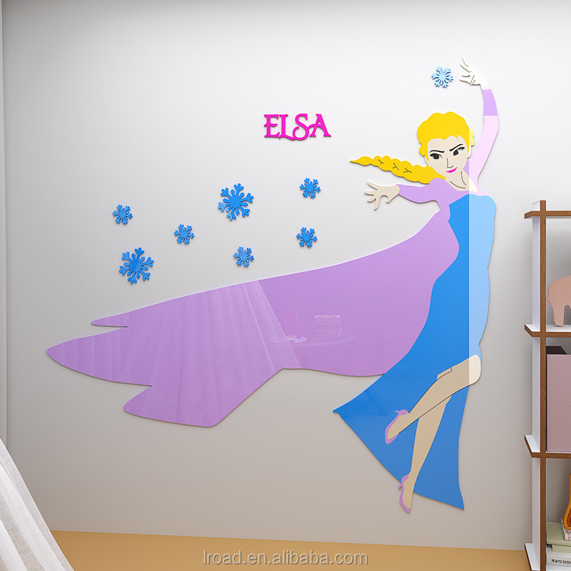 Princess Wall Stickers Acrylic 3D Wall Stickers Children's Room Decoration Girls Bedroom Cartoon Wall Stickers