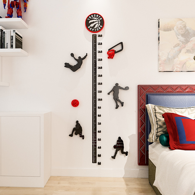 Boys bedroom wall stickers decoration cartoon NBA basketball Height measurement sticker