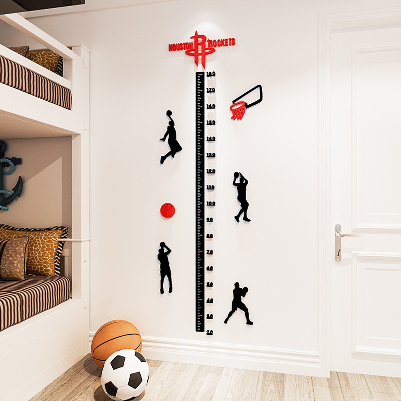 Boys bedroom wall stickers decoration cartoon NBA basketball Height measurement sticker