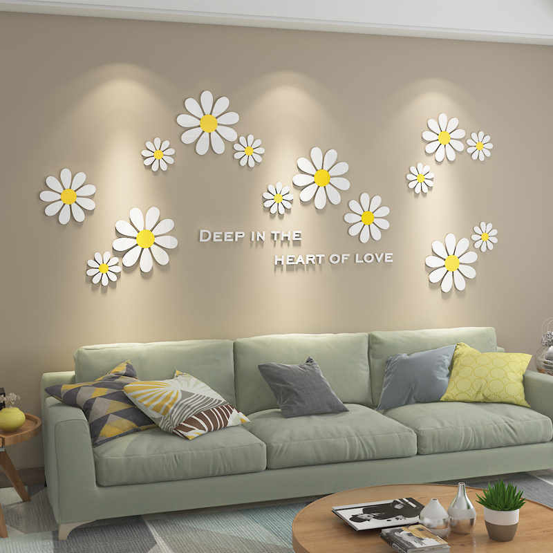 Flower Wall Sticker Removable Wall Art Decoration kindergarten daisy flower sticker children's baby living room decoration