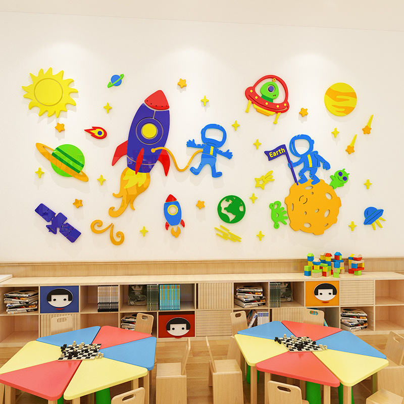 Children's room layout solar system sticker boy's bedroom wall decoration cosmic space wall sticker