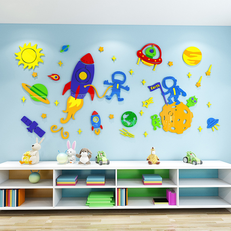 Children's room layout solar system sticker boy's bedroom wall decoration cosmic space wall sticker