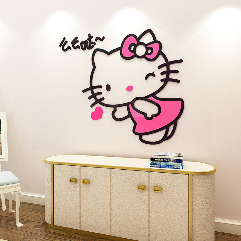 Removable acrylic CARTOON CAT stereo  home decoration cartoon children's wall sticker for bedroom