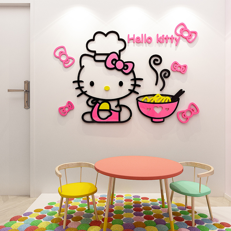 Removable acrylic CARTOON CAT stereo  home decoration cartoon children's wall sticker for bedroom