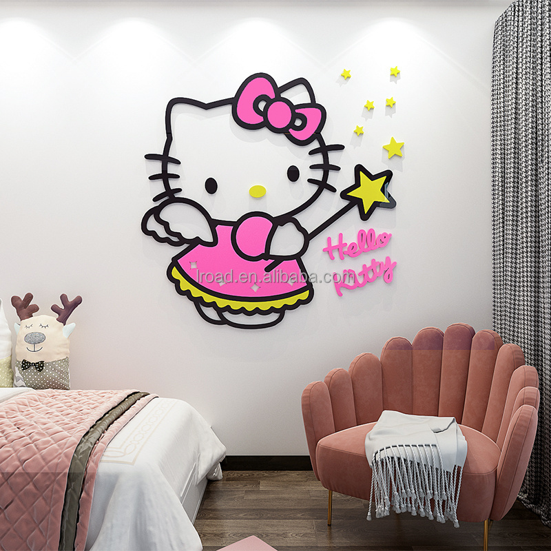 Removable acrylic CARTOON CAT stereo  home decoration cartoon children's wall sticker for bedroom