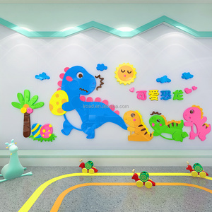 Acrylic peel and paste cartoon dinosaur wall sticker kindergarten children's room bedroom home decoration wall sticker