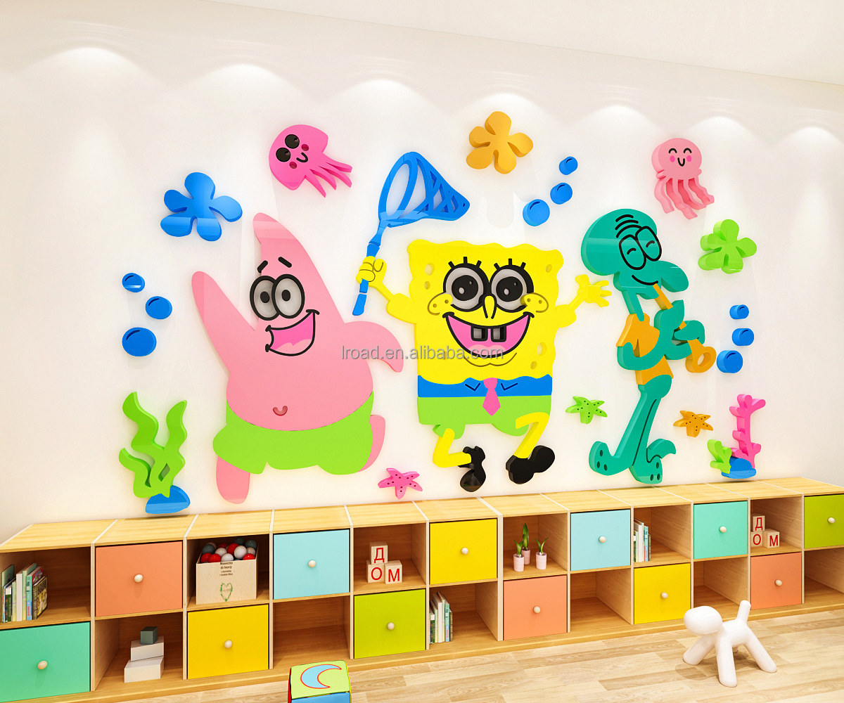 SpongeBob cartoon wall sticker art decoration gift living room bedroom children's room wall decoration sticker