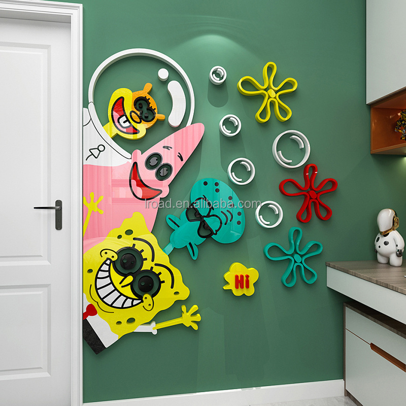 SpongeBob cartoon wall sticker art decoration gift living room bedroom children's room wall decoration sticker