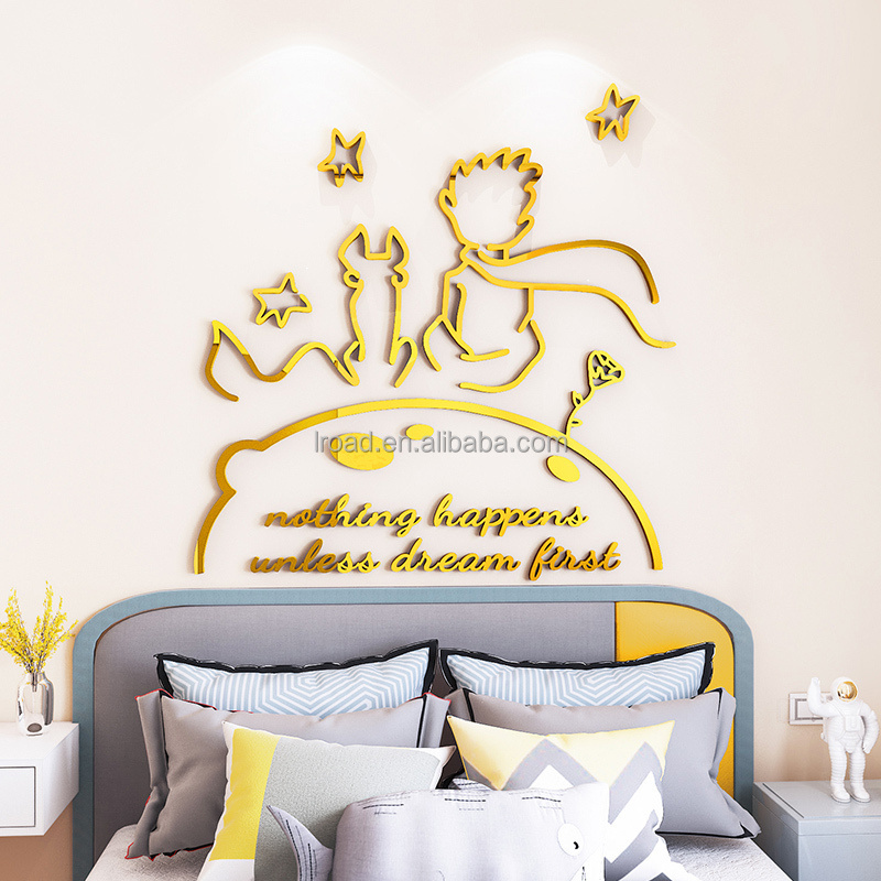 fairy tale the little prince with fox moon Star carved removable wall stickers home decor Acrylic sticker for kids rooms