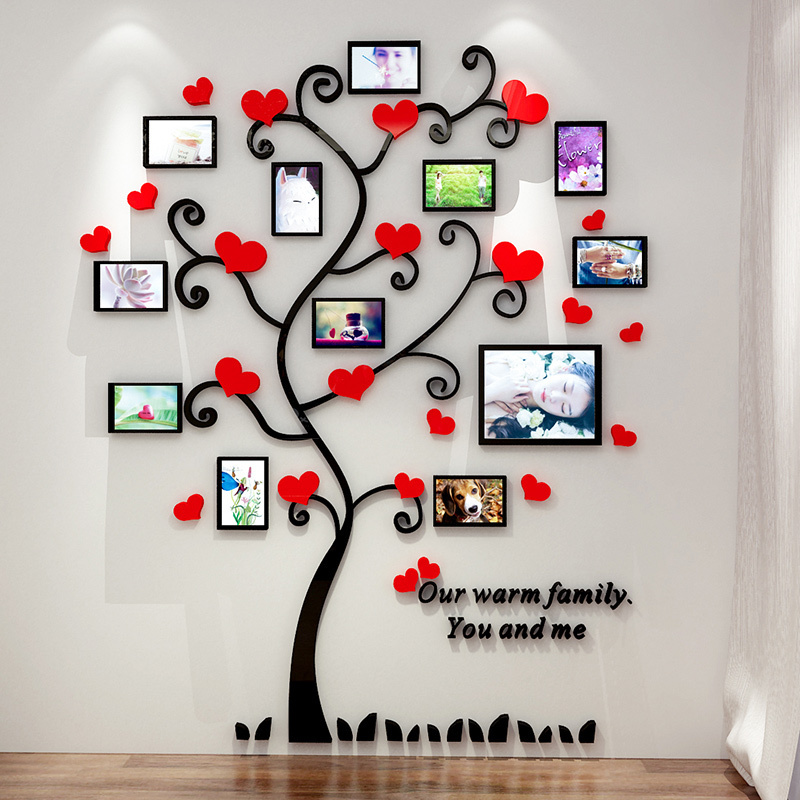 Creative Home Decoration Self Adhesive Photo Frame Family Tree Wall Decal DIY acrylic Removable Art 3D Wall Sticker