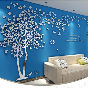 Multi-Pieces Tree Birds Love 3D Acrylic Decoration Wall Sticker DIY Home Decor Bedroom Wallsticker