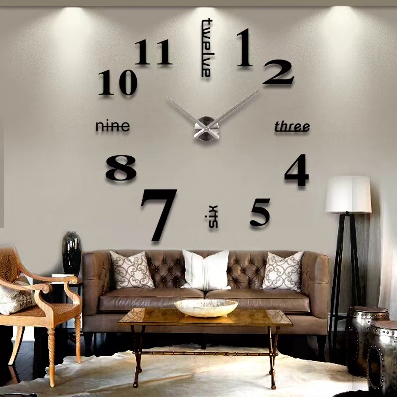 Hot sale modern 3d diy sticker wall clock for home decor