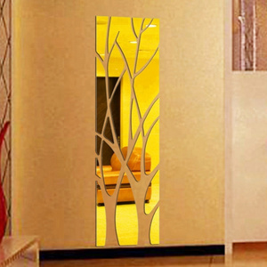 The large tree mirror wall art decor in acrylic wall stickers for house decoration