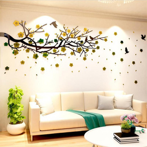 Acrylic  detachable color flower sticker 3D wall decoration sticker background waterproof home decoration