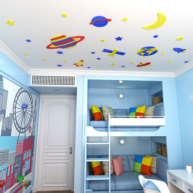 universe space stickers cartoon star children's room baby room decor  kindergarten wall decoration