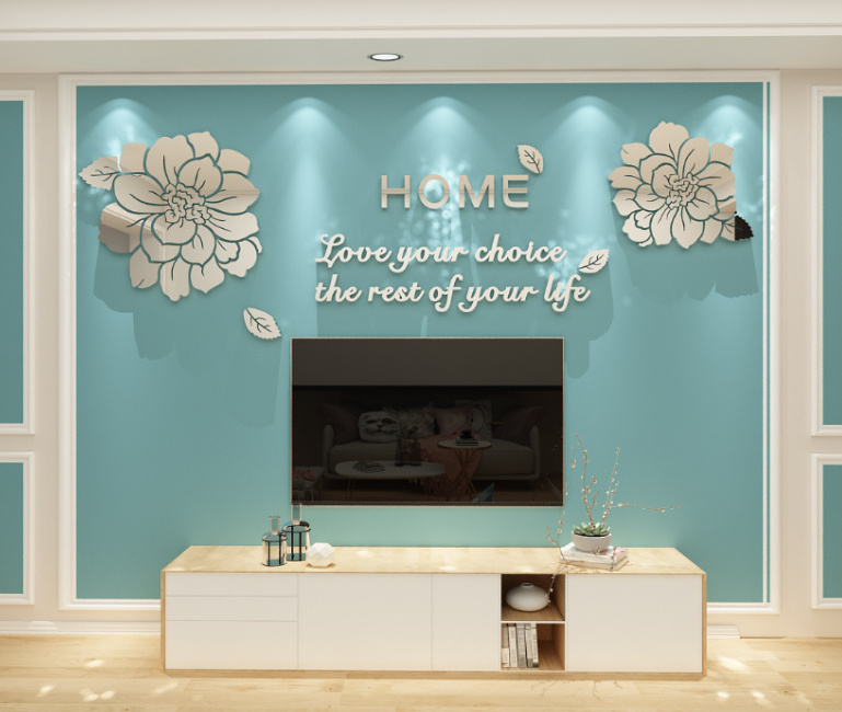 Detachable peony flower acrylic wall stickers custom wall stickers room stickers