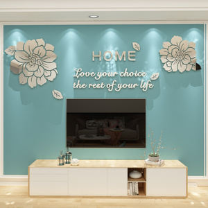 Detachable peony flower acrylic wall stickers custom wall stickers room stickers