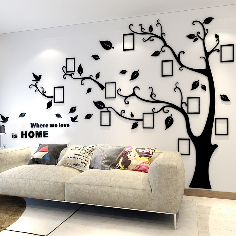 high quality 3d acrylic photo frame memory tree decoration living room sofa restaurant 3D wall stickers decor