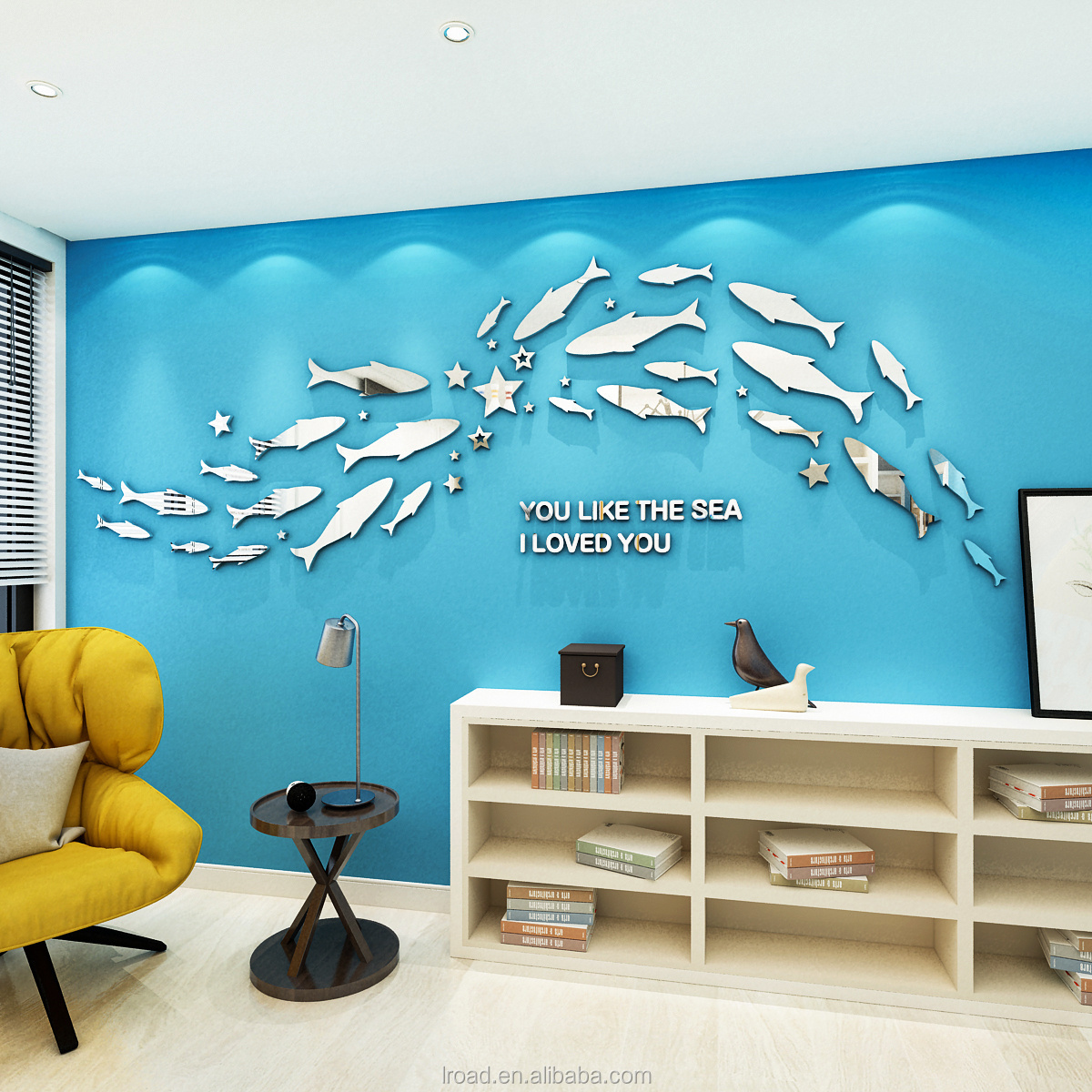 Ocean fish and stars acrylic art wall sticker detachable children's bedroom bathroom nursery