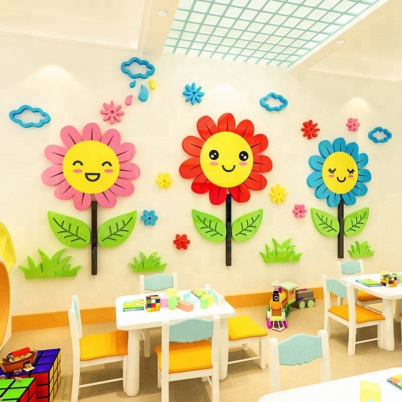 DIY sunflower wall stickers decal for Girls Nursery Babys Bedroom Kitchen Offices Decoration