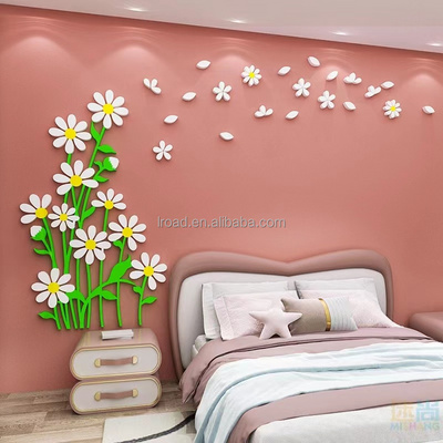 Ins wind daisy 3D three-dimensional wall stickers living room bedroom acrylic wall stickers sofa TV background decoration