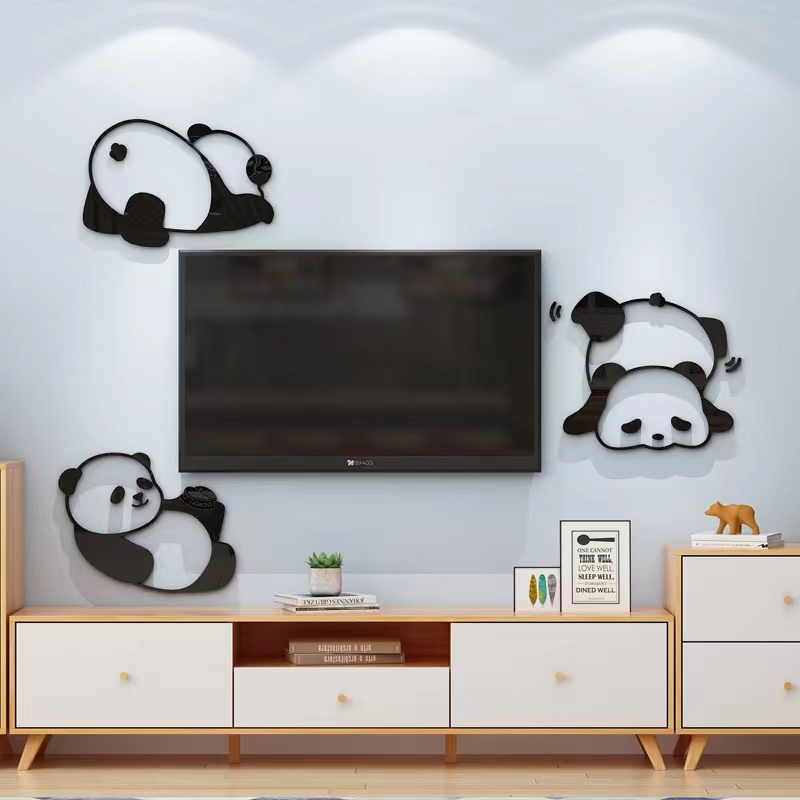 Lovely Panda Combination Wall Sticker 3D Acrylic Wall Sticker Kindergarten Children's Bedroom Home Decoration Wall Decal