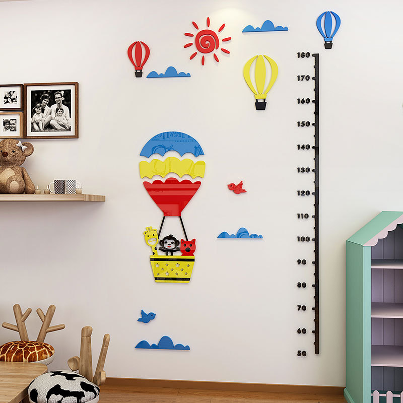 Hot air balloon height measurement 3D wall sticker wall decoration children's room kindergarten game room Acrylic Sticker