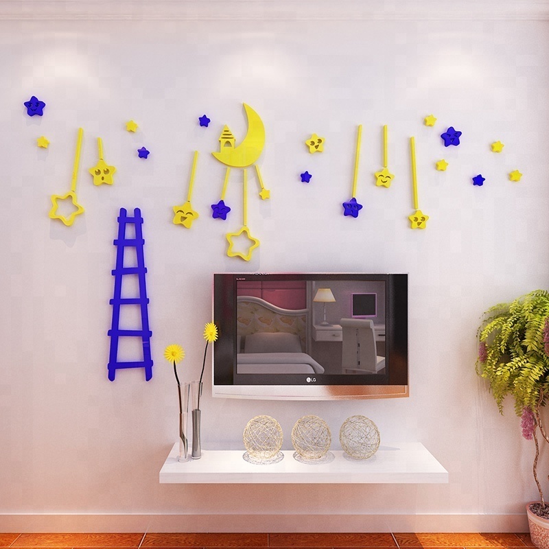 3D kids stars waterproof ladder wall stickers for bedroom diy home decor living room