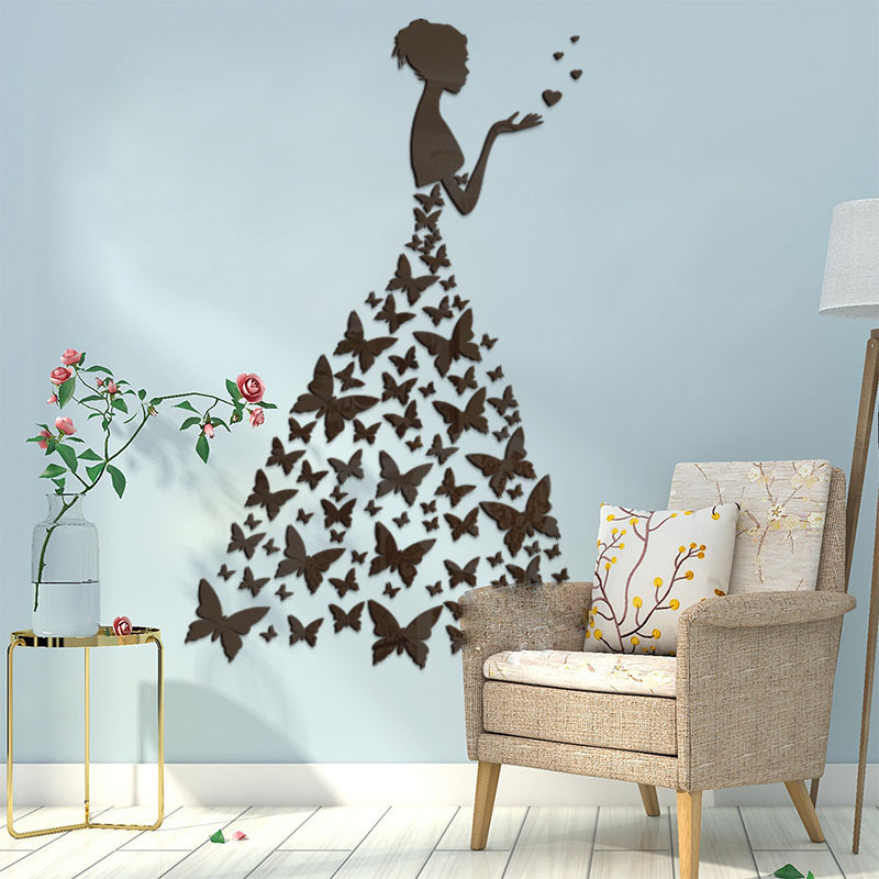 Butterfly beauty love wall sticker nail salon wall decoration 3d acrylic wall sticker for living room porch nail salon