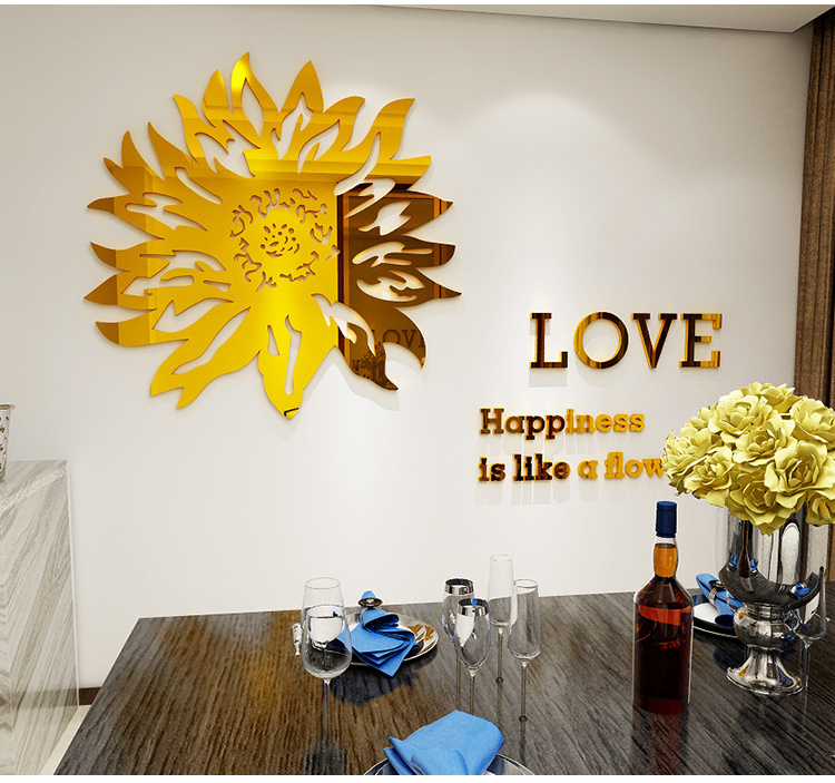 3D Mirror Sun Decal Art Removable Wall Sticker Acrylic Home Living Room Decor