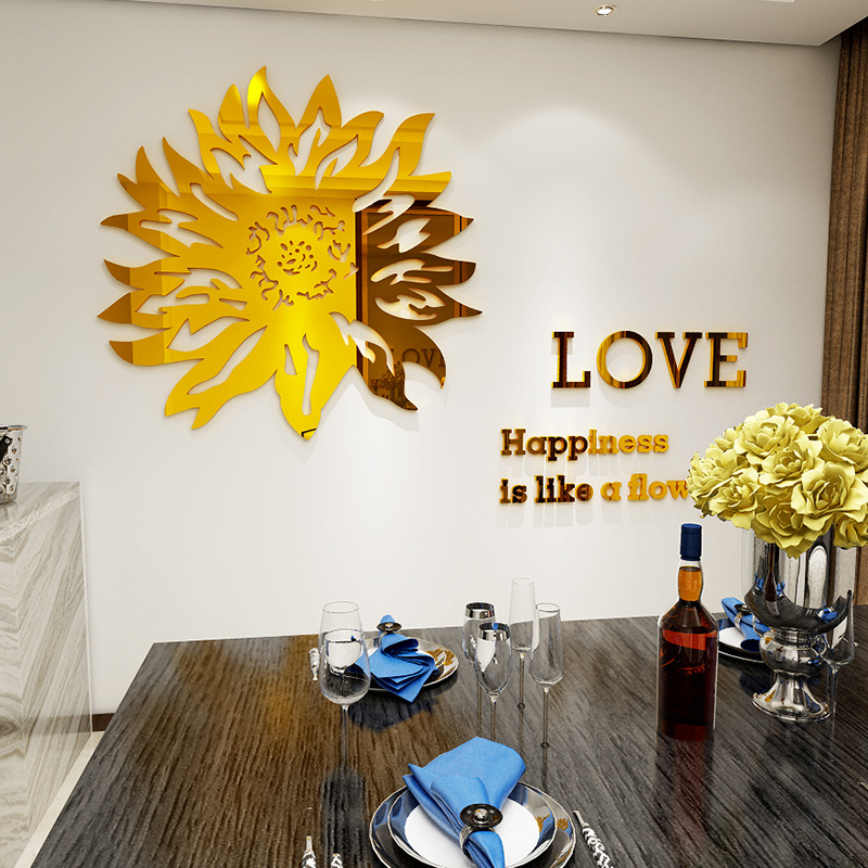 3D Mirror Sun Decal Art Removable Wall Sticker Acrylic Home Living Room Decor