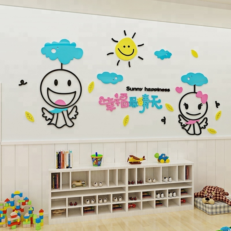 DIY cute cartoon doll doll wall sticker mural baby nursery decoration boys and girls bedroom living room classroom(Lovely)