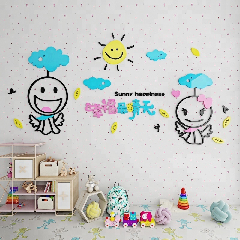 DIY cute cartoon doll doll wall sticker mural baby nursery decoration boys and girls bedroom living room classroom(Lovely)