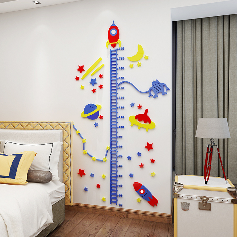 Space stereo wall sticker height measurement of baby height children room wall decoration stickers