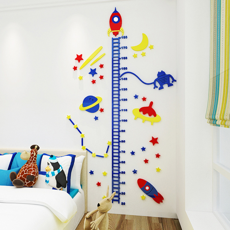 Space stereo wall sticker height measurement of baby height children room wall decoration stickers