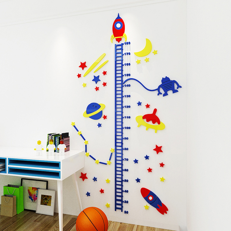 Space stereo wall sticker height measurement of baby height children room wall decoration stickers