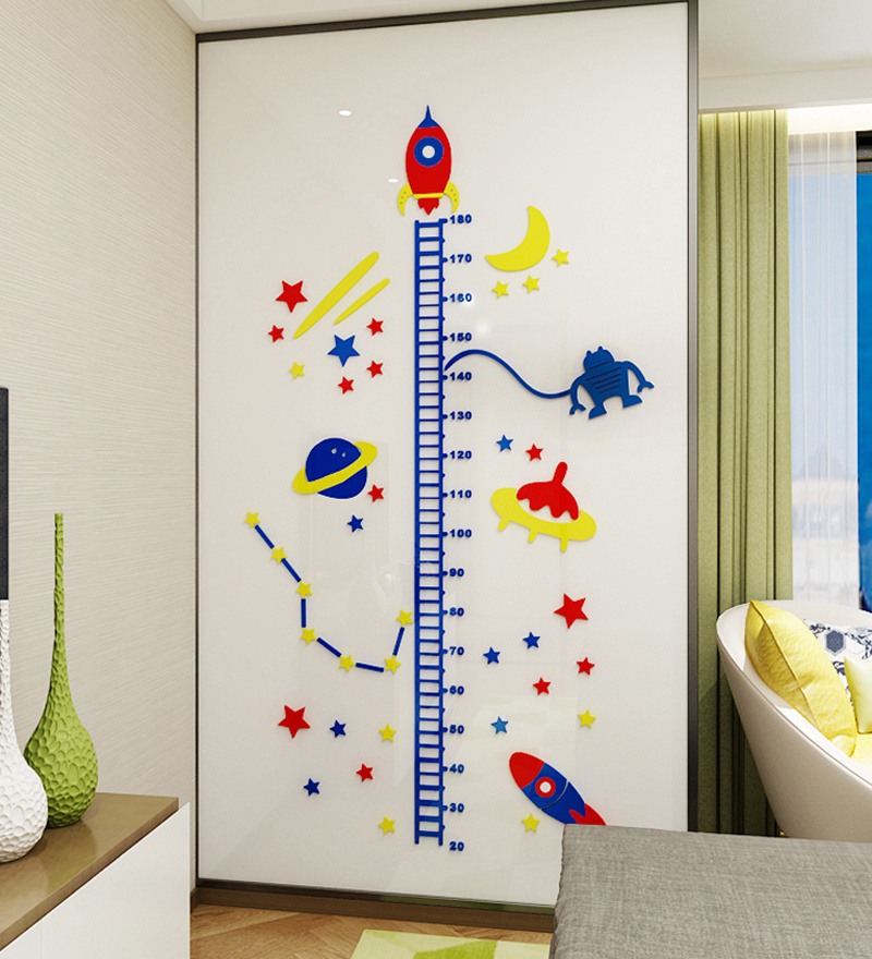 Space stereo wall sticker height measurement of baby height children room wall decoration stickers