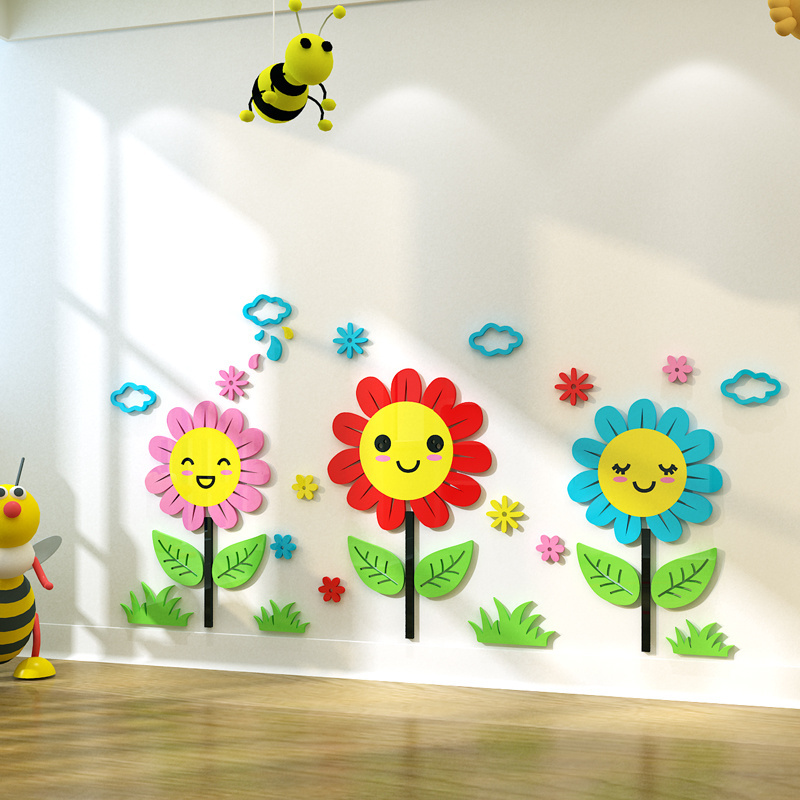 3d Sunflower Sun Wall Sticker For Home Decal Acrylic Living Room Bedroom art Picture Murals