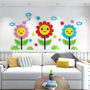 3d Sunflower Sun Wall Sticker For Home Decal Acrylic Living Room Bedroom art Picture Murals