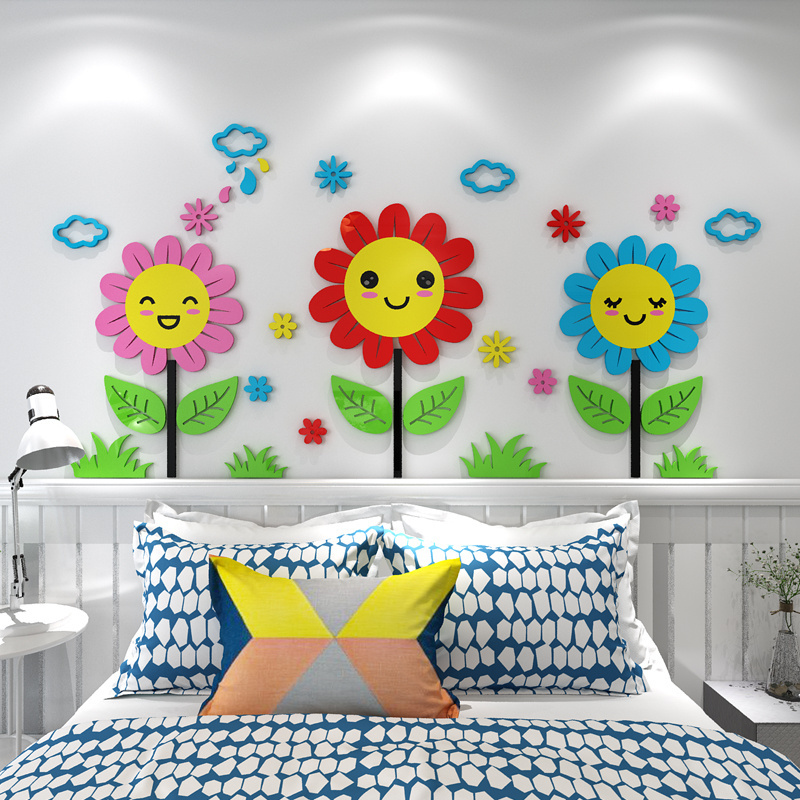 3d Sunflower Sun Wall Sticker For Home Decal Acrylic Living Room Bedroom art Picture Murals