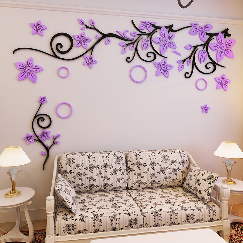 Modern flower design living room/TV background wall 3D flower sticker wall decoration