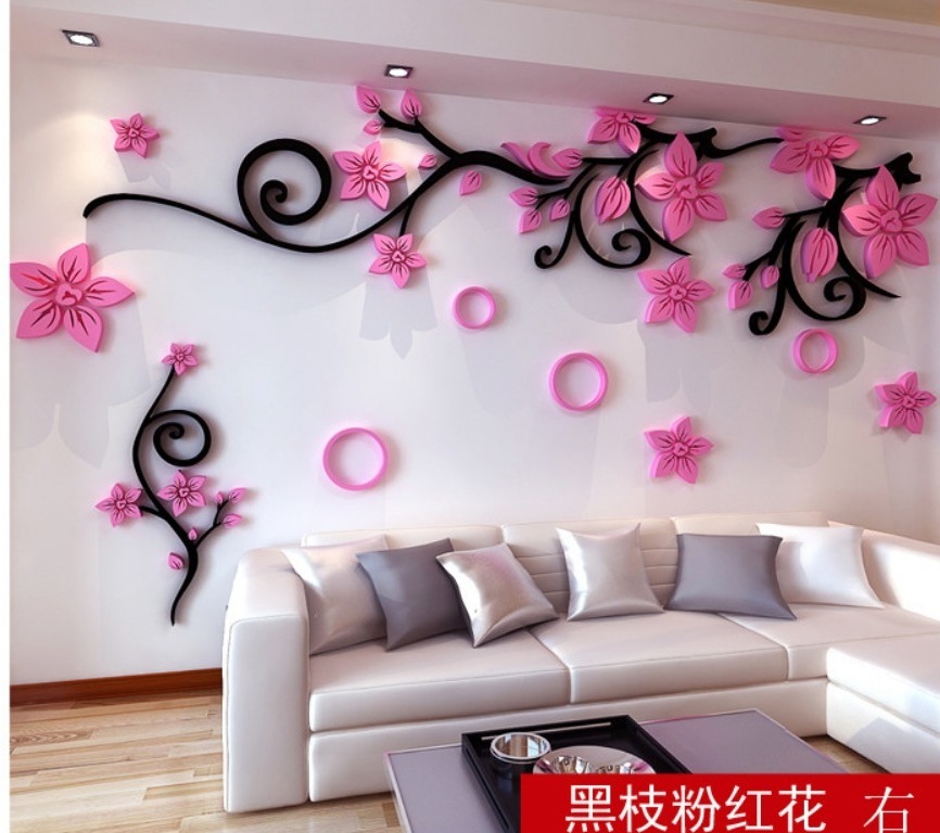 Modern flower design living room/TV background wall 3D flower sticker wall decoration