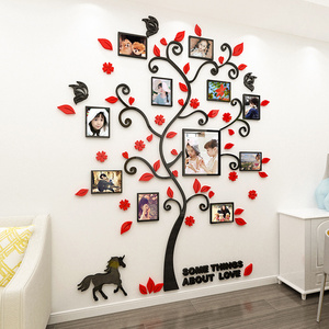 New arrival 3d Happy family tree photo frame crystal wall stickers Acrylic decoration name sticker