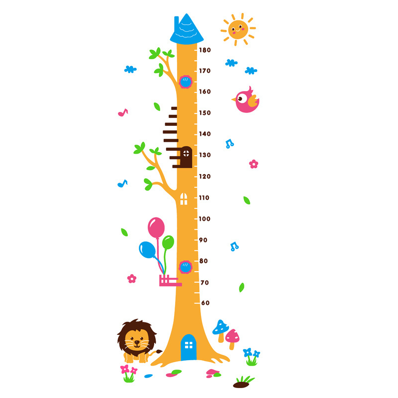 Lovely Lion tree house height charts sticker 3d acrylic height measurement wall sticker for kids room