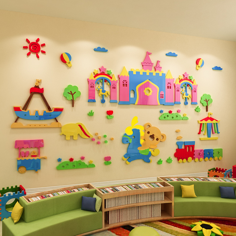 castle kids decor sticker baby room decorative 3d stickers acrylic kindergarten wall decal sticker