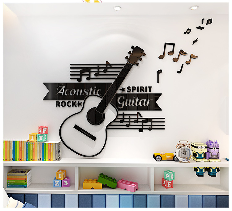 DIY Creative Musical Note Wall acrylic Home Decoration Bedroom Music Classroom 3D Wall stickers